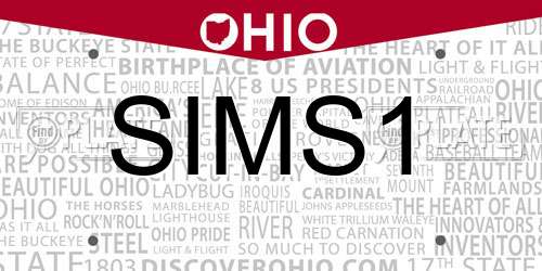 SIMS1 Ohio License Plate