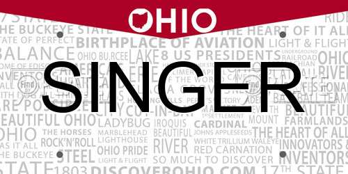 SINGER Ohio License Plate