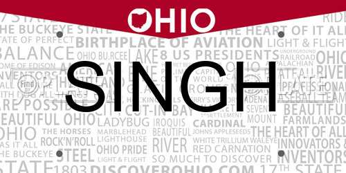 SINGH Ohio License Plate