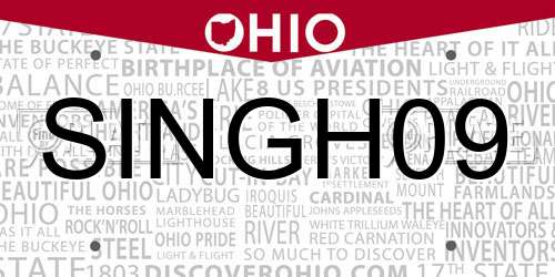 SINGH09 Ohio License Plate