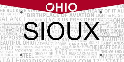 SIOUX Ohio License Plate