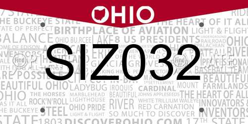 SIZ032 Ohio License Plate