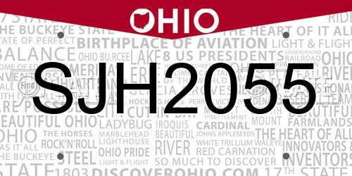SJH2055 Ohio License Plate
