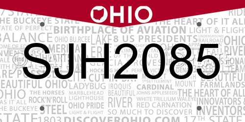 SJH2085 Ohio License Plate
