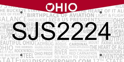 SJS2224 Ohio License Plate