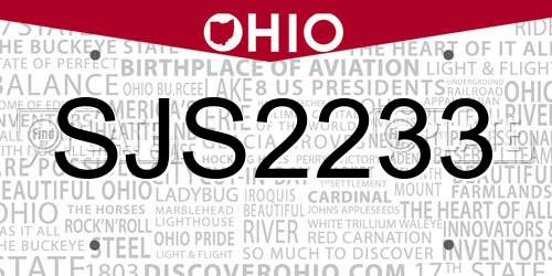SJS2233 Ohio License Plate