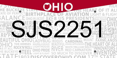 SJS2251 Ohio License Plate