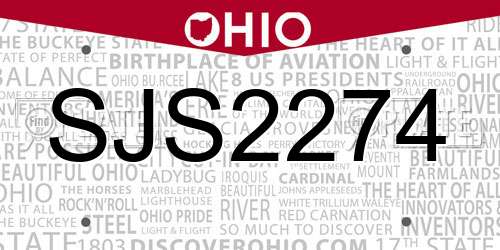 SJS2274 Ohio License Plate
