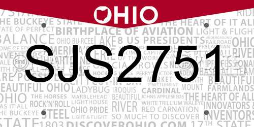 SJS2751 Ohio License Plate