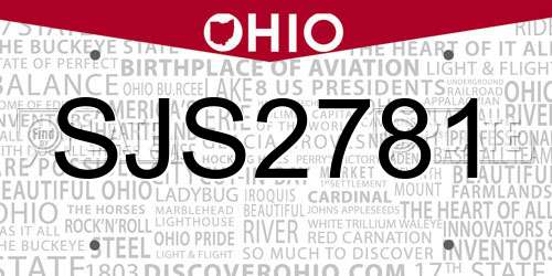 SJS2781 Ohio License Plate