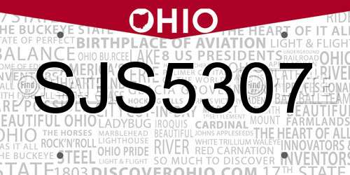 SJS5307 Ohio License Plate