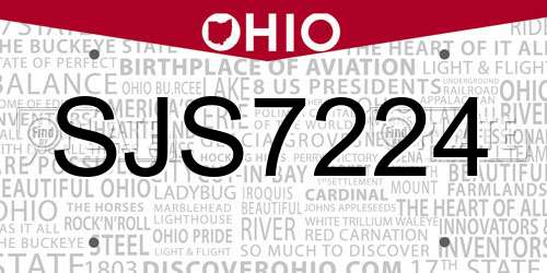 SJS7224 Ohio License Plate