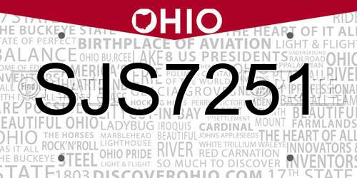 SJS7251 Ohio License Plate
