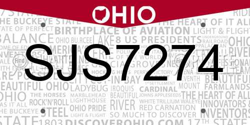 SJS7274 Ohio License Plate