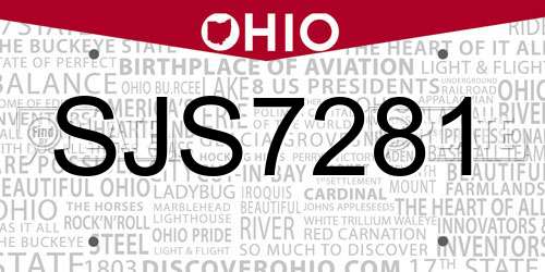 SJS7281 Ohio License Plate
