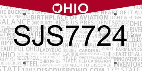 SJS7724 Ohio License Plate