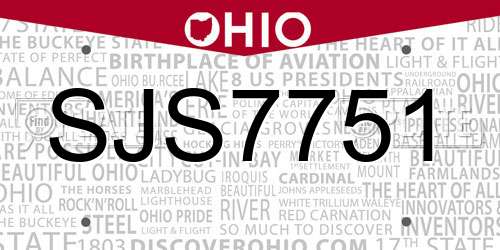 SJS7751 Ohio License Plate