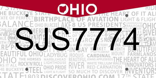 SJS7774 Ohio License Plate