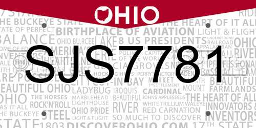 SJS7781 Ohio License Plate