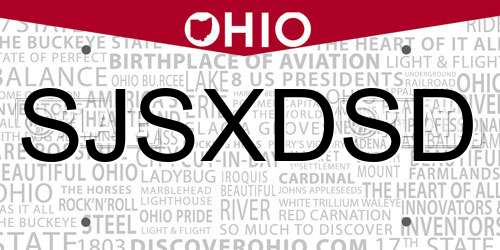 SJSXDSD Ohio License Plate