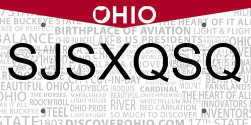 SJSXQSQ Ohio License Plate