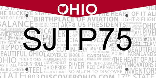 SJTP75 Ohio License Plate