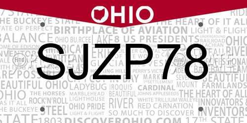 SJZP78 Ohio License Plate