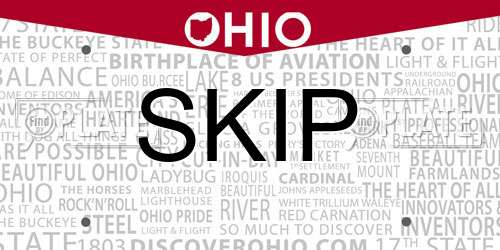 SKIP Ohio License Plate