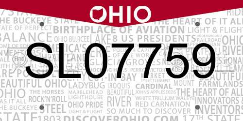 SL07759 Ohio License Plate