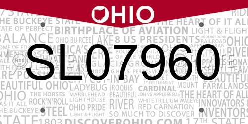 SL07960 Ohio License Plate
