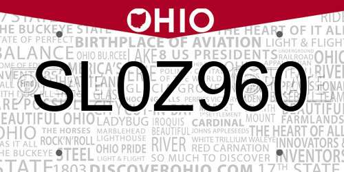 SL0Z960 Ohio License Plate