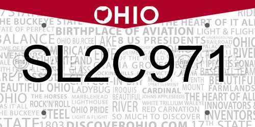 SL2C971 Ohio License Plate