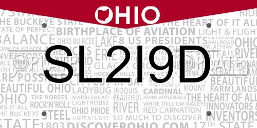 SL2I9D Ohio License Plate