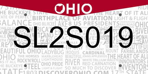SL2S019 Ohio License Plate