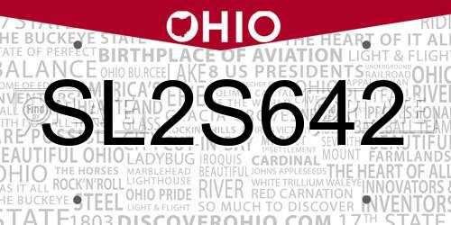 SL2S642 Ohio License Plate
