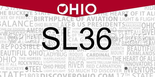 SL36 Ohio License Plate