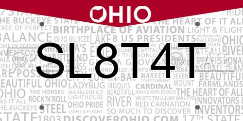 SL8T4T Ohio License Plate