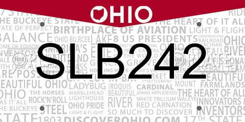 SLB242 Ohio License Plate