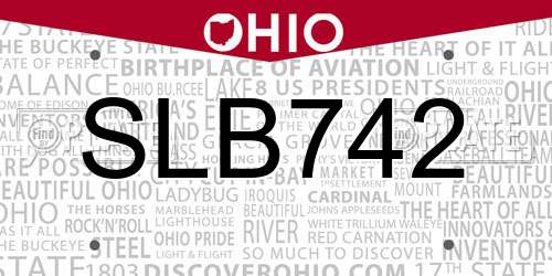 SLB742 Ohio License Plate