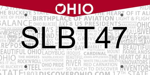 SLBT47 Ohio License Plate