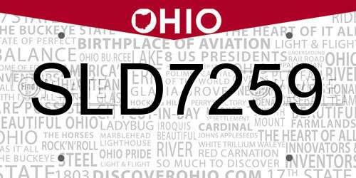 SLD7259 Ohio License Plate