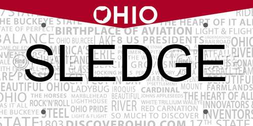 SLEDGE Ohio License Plate
