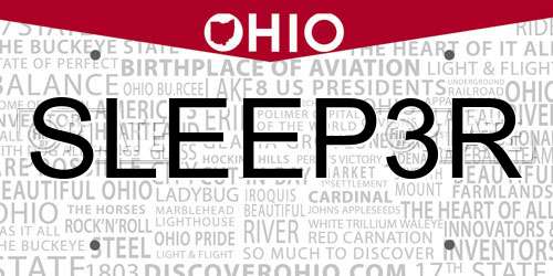 SLEEP3R Ohio License Plate