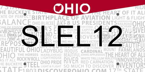 SLEL12 Ohio License Plate