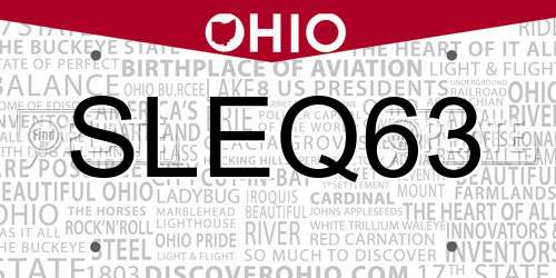 SLEQ63 Ohio License Plate