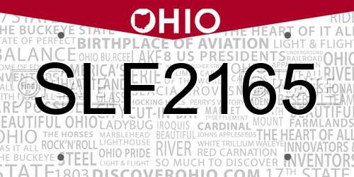 SLF2165 Ohio License Plate