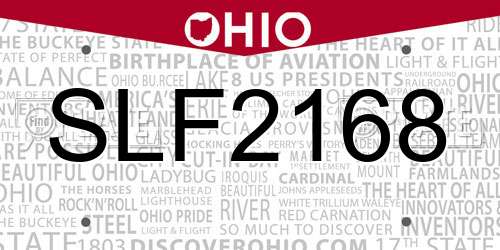 SLF2168 Ohio License Plate
