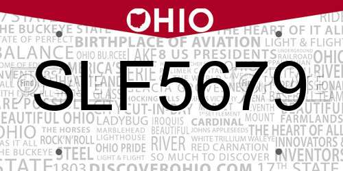 SLF5679 Ohio License Plate