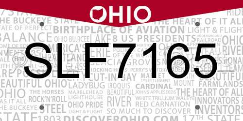 SLF7165 Ohio License Plate