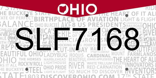 SLF7168 Ohio License Plate